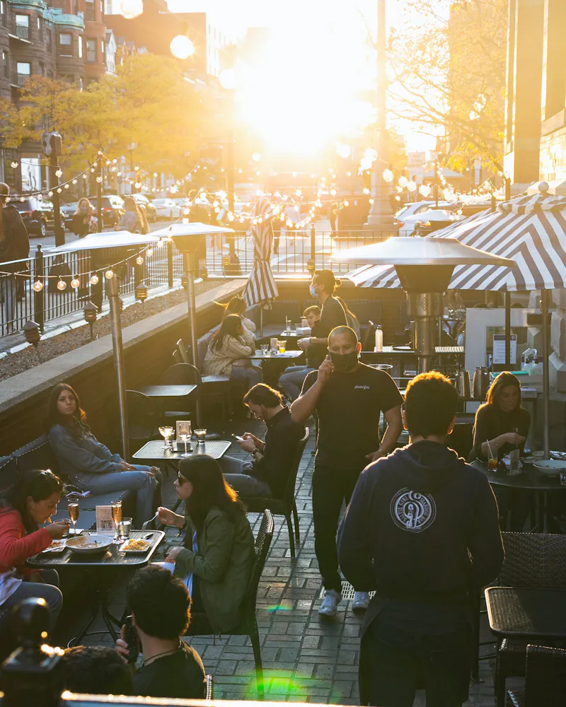 The outdoor patio at Saltie Girl Boston