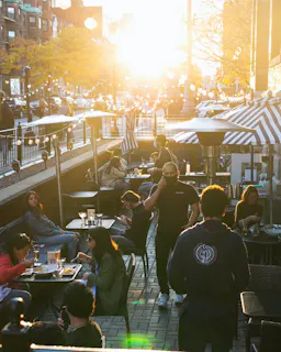 The outdoor patio at Saltie Girl Boston