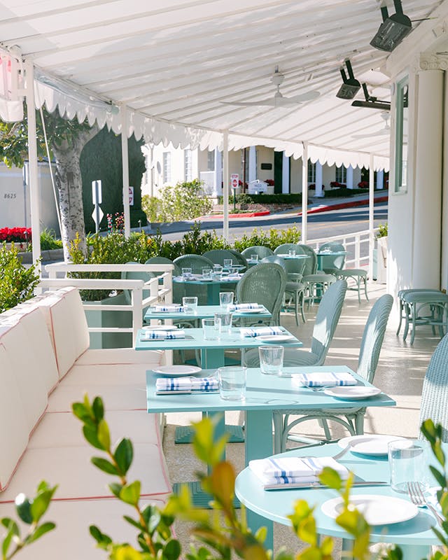 Photo of tables and chairs on Saltie Girl LA's Patio