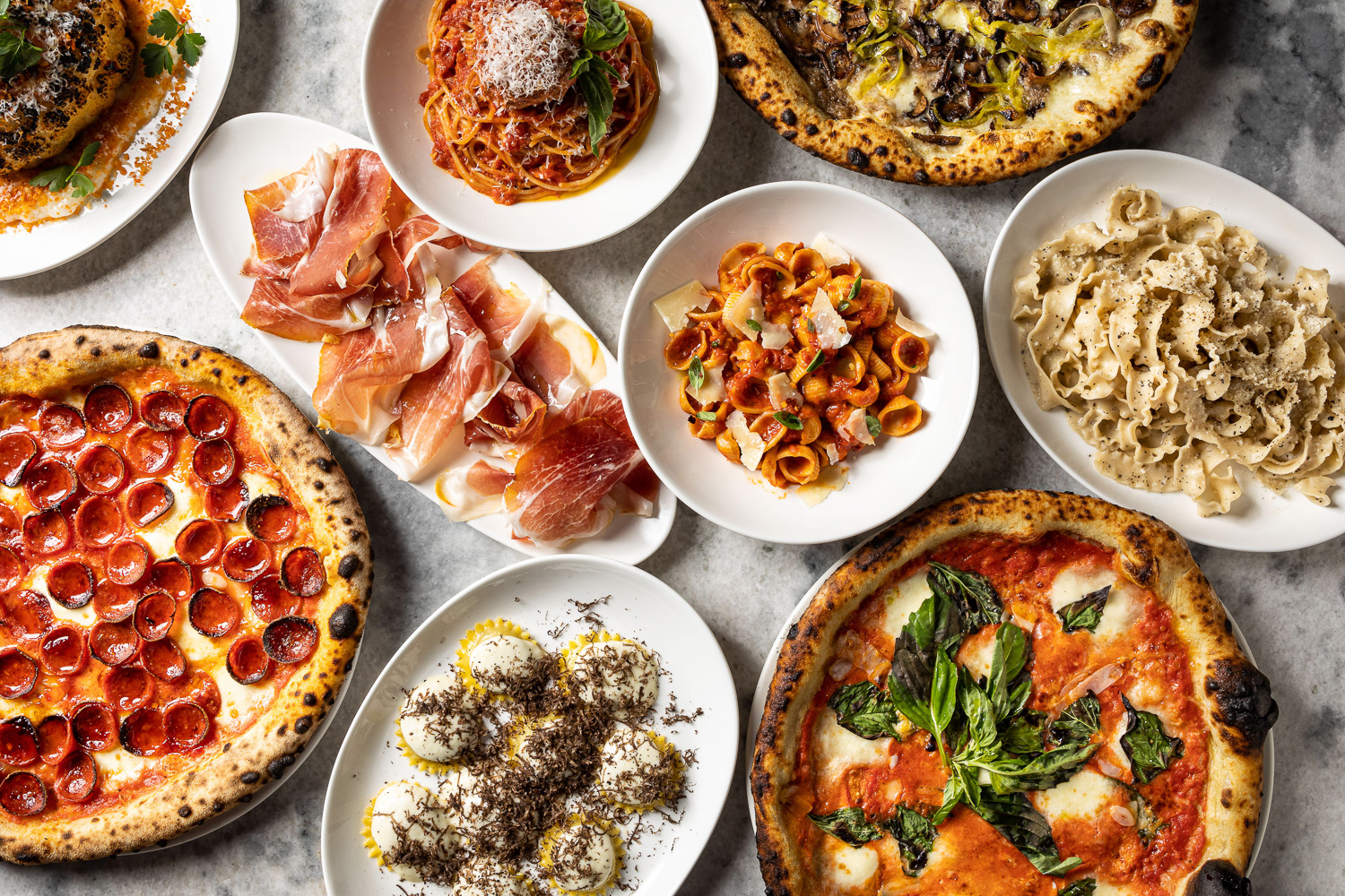 many different types of food on a plate