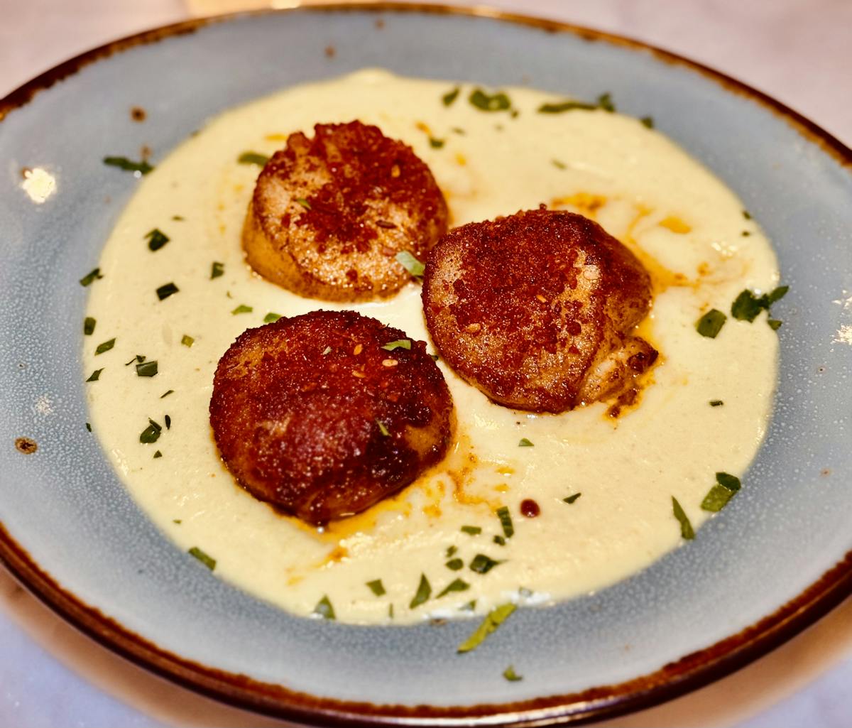 Masala Bay Scallops at Nero DC, Premier Restaurant & Wine Bar with Hidden Speakeasy in Dupont Circle, Washington DC