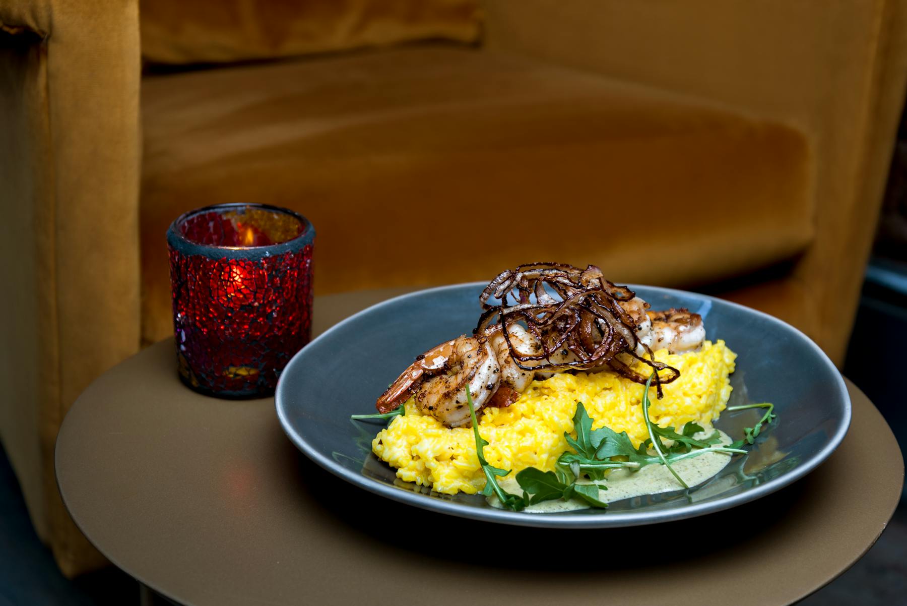 Omelette served in a plate.