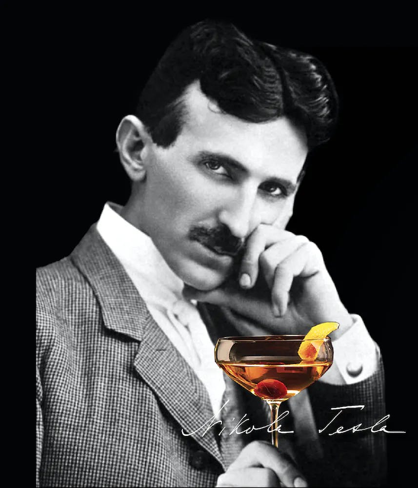 Nikola Tesla wearing a suit and tie