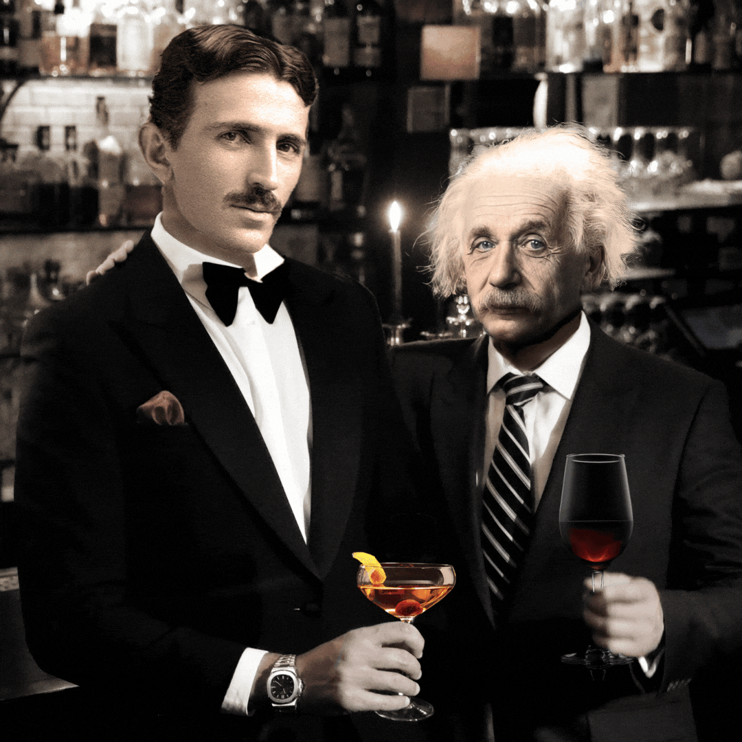 Einstein and Tesla at OCEANOS Bar