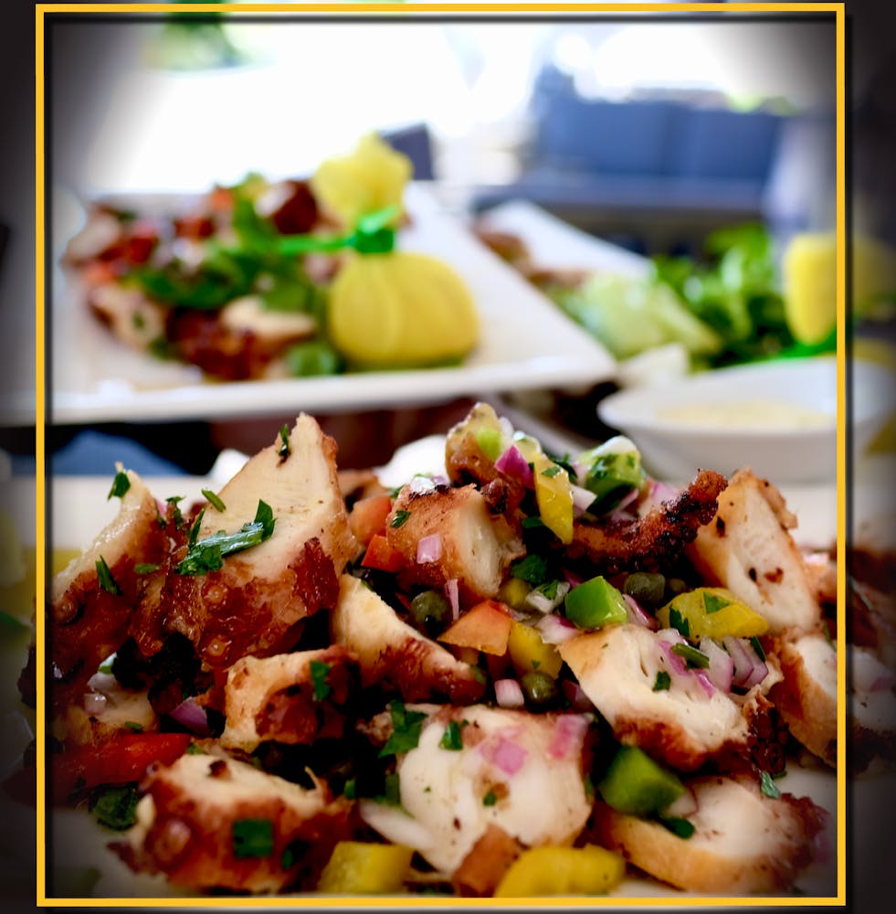 a close up of many different types of food