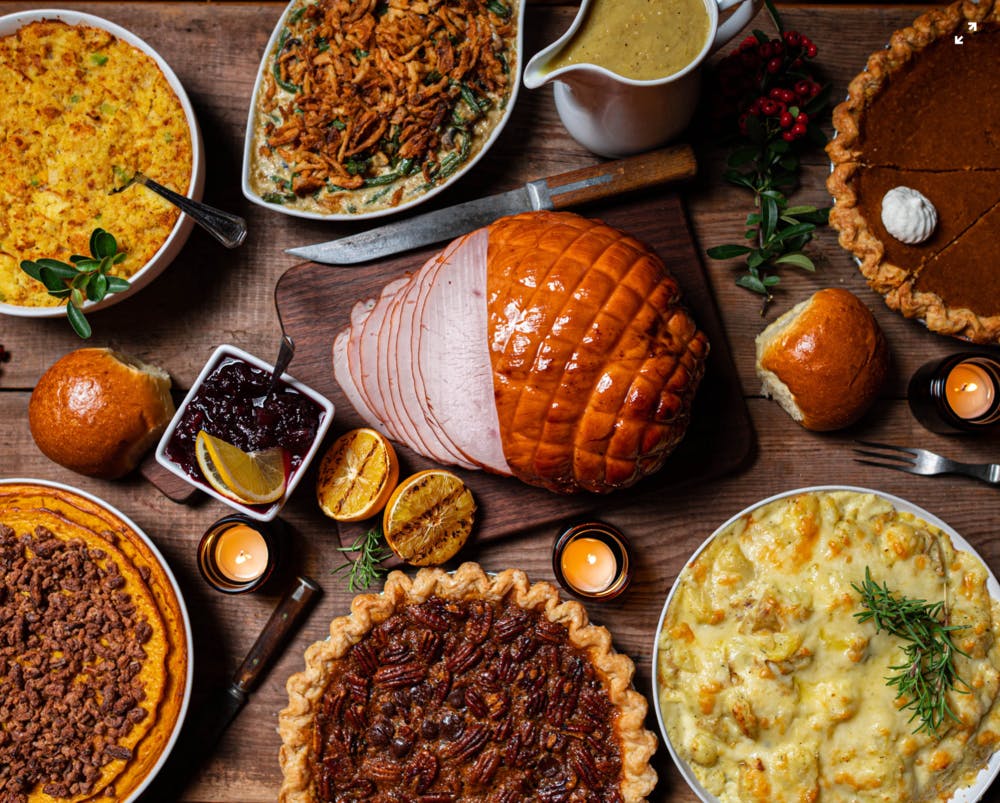 many different types of food on a table