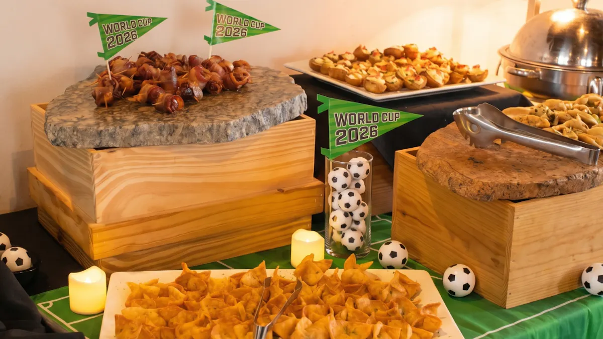 a table with food on it