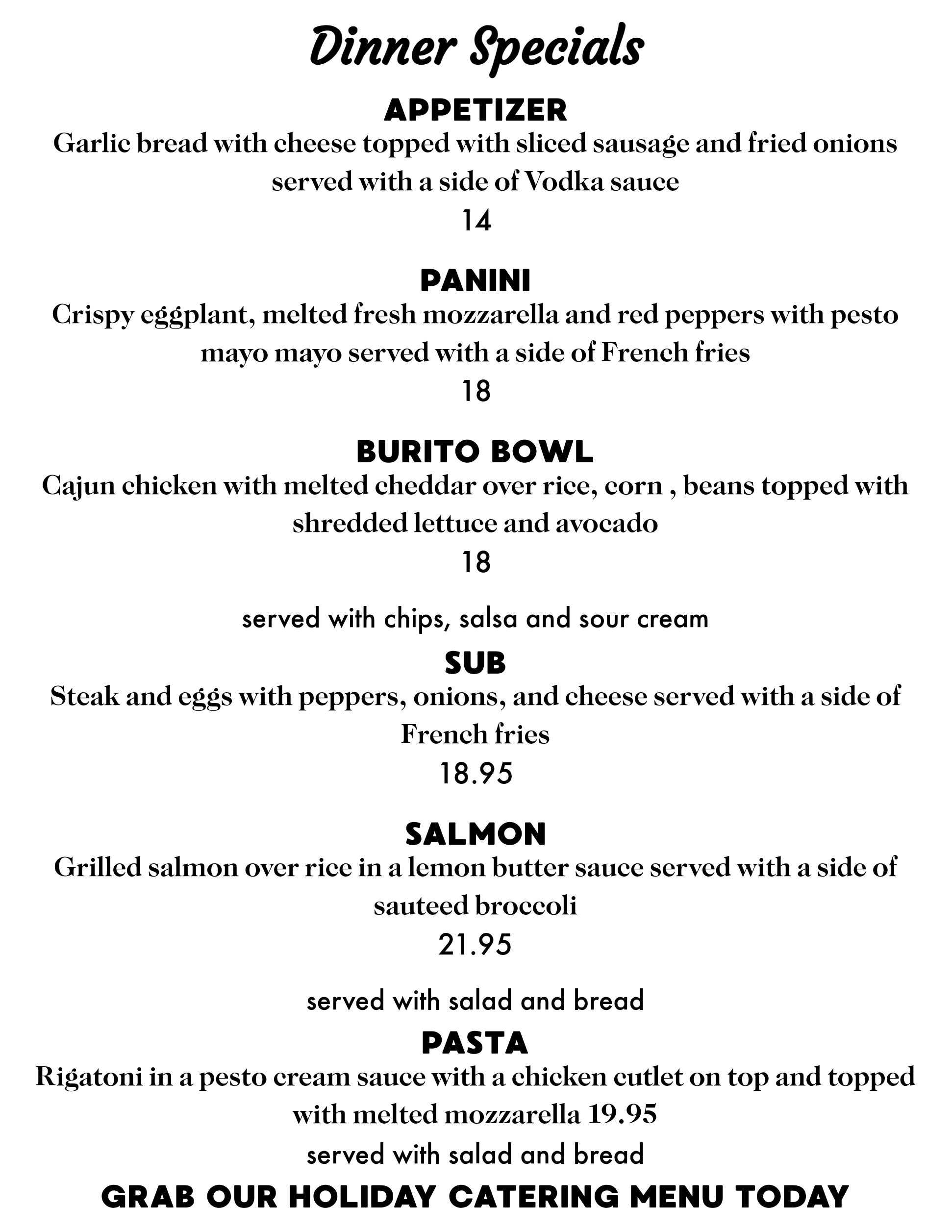 Menus | Madison's Pizza Cafe in Pleasant Valley, NY