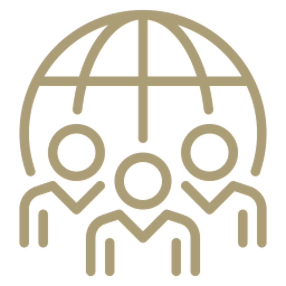 a group of people with a globe