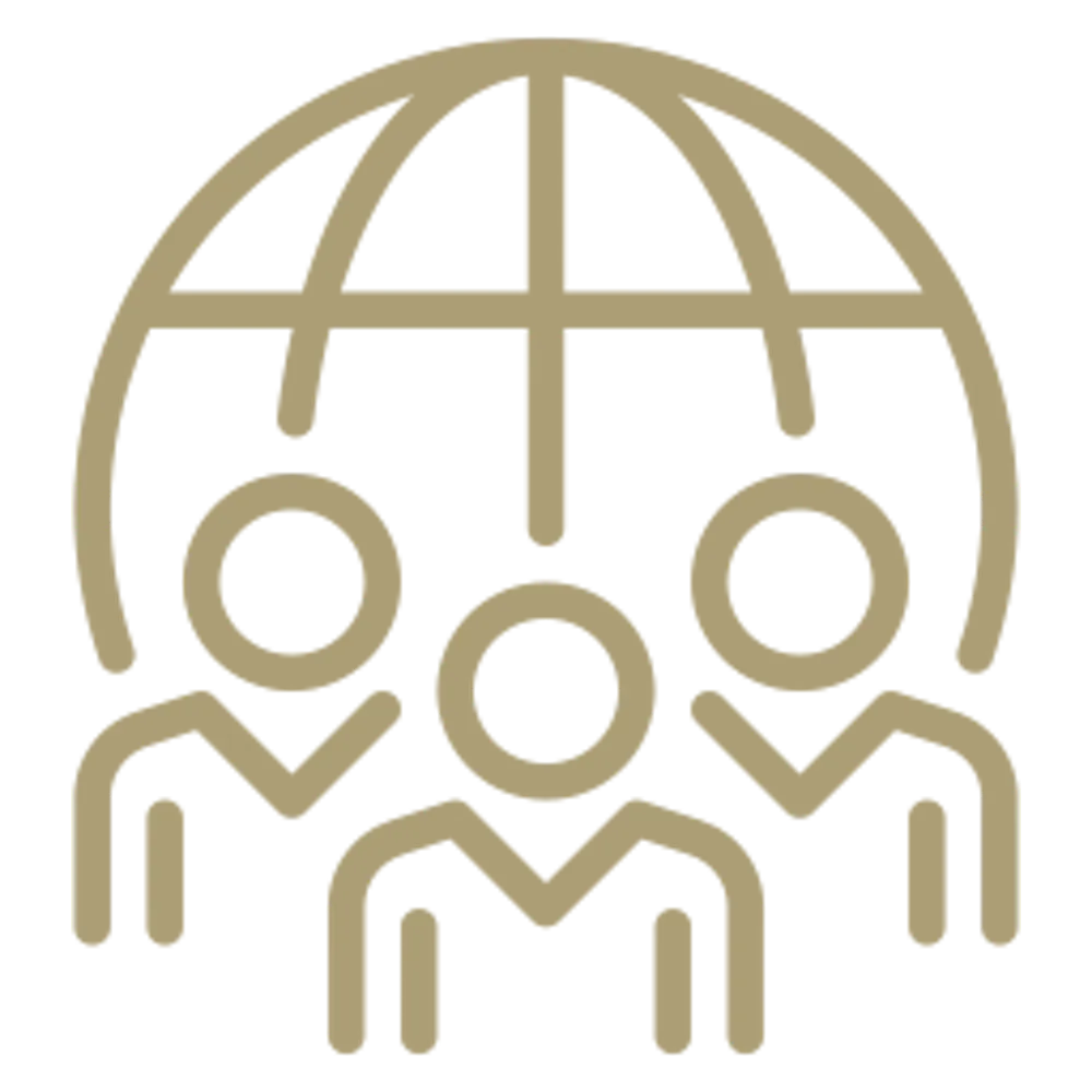 a group of people with a globe