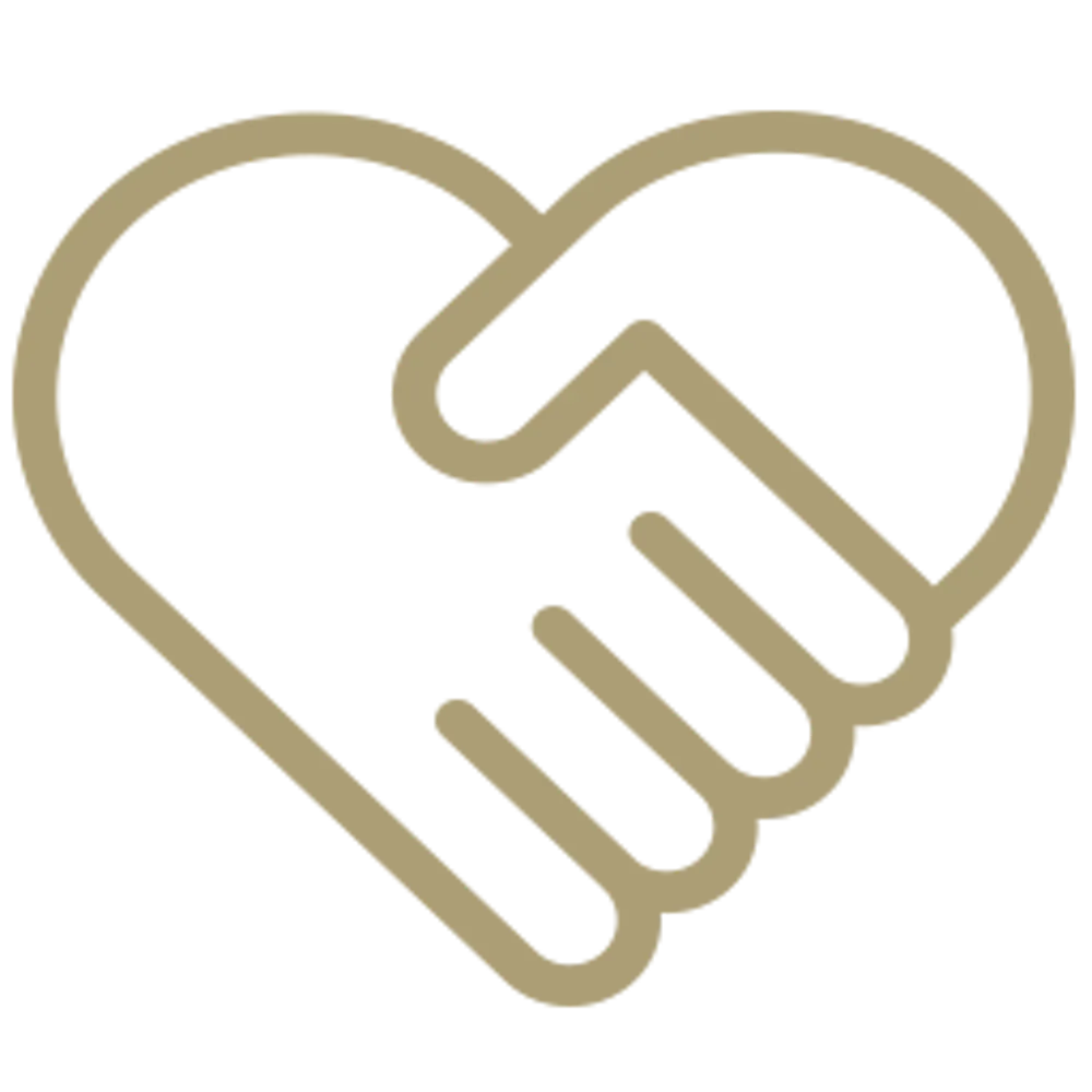a heart shaped handshake with a black background