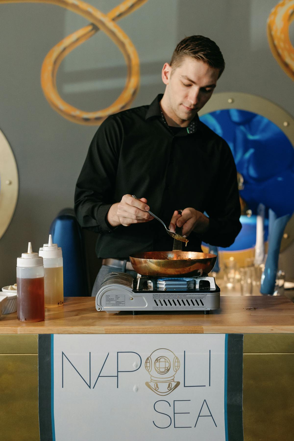 a man cooking
