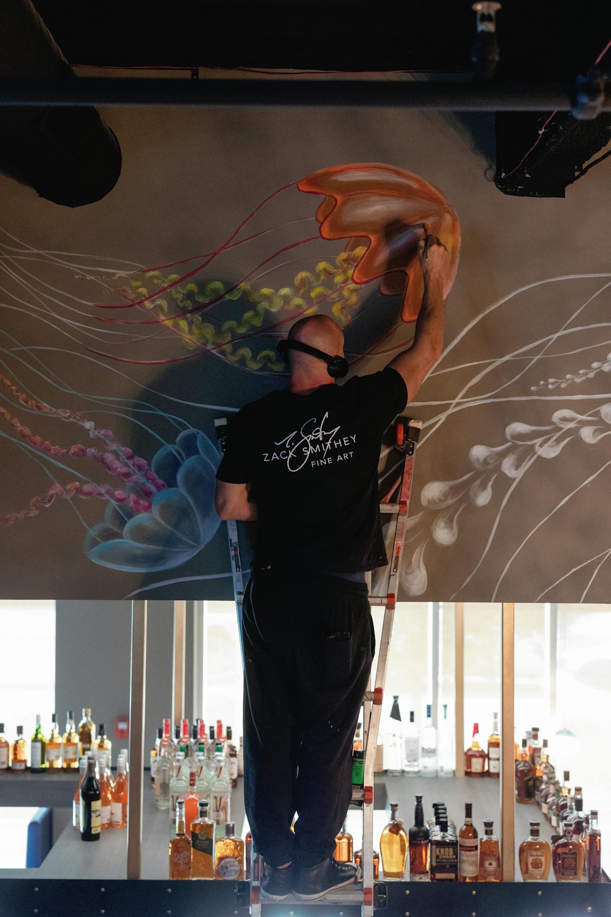 a man painting