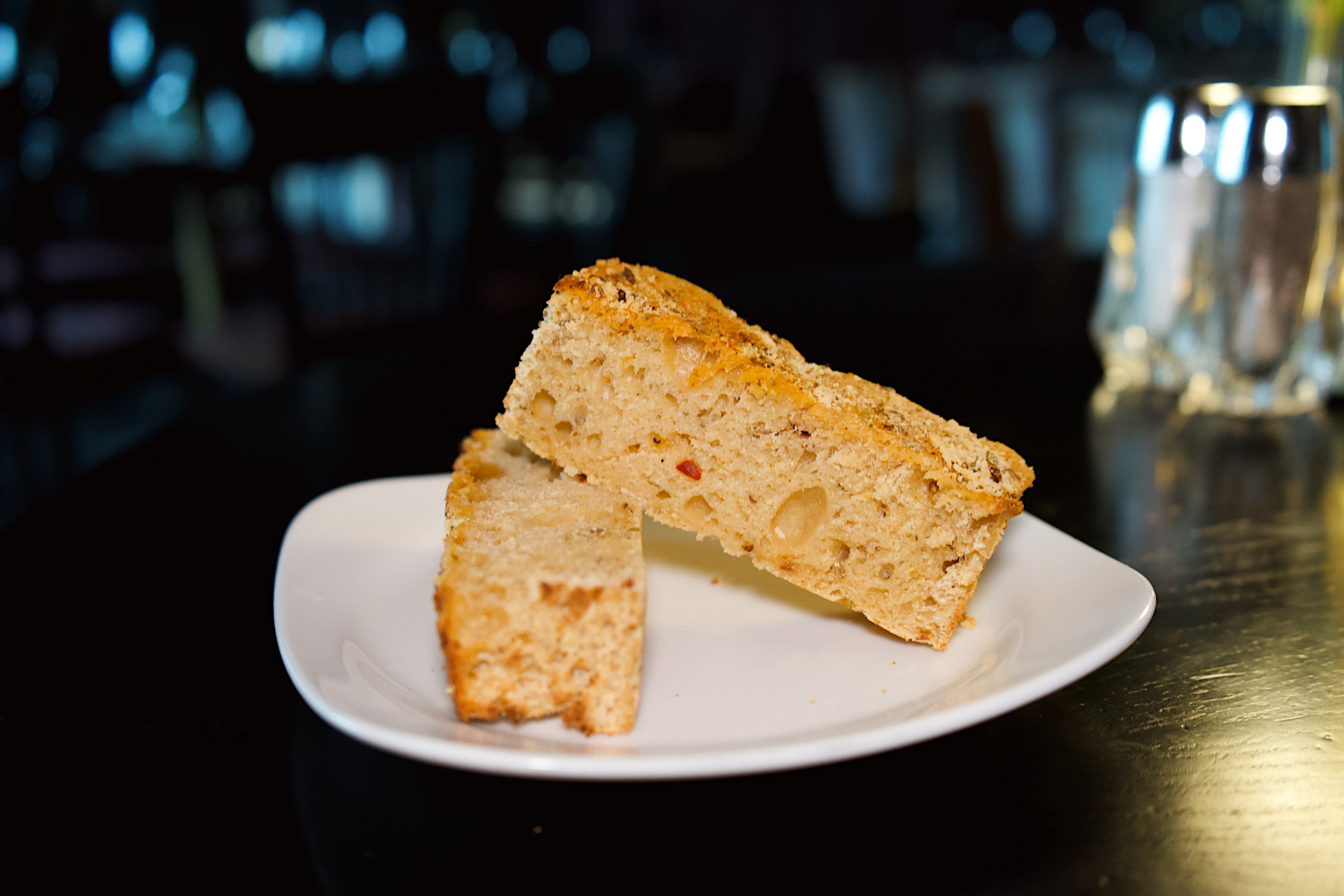 a piece of bread on a plate