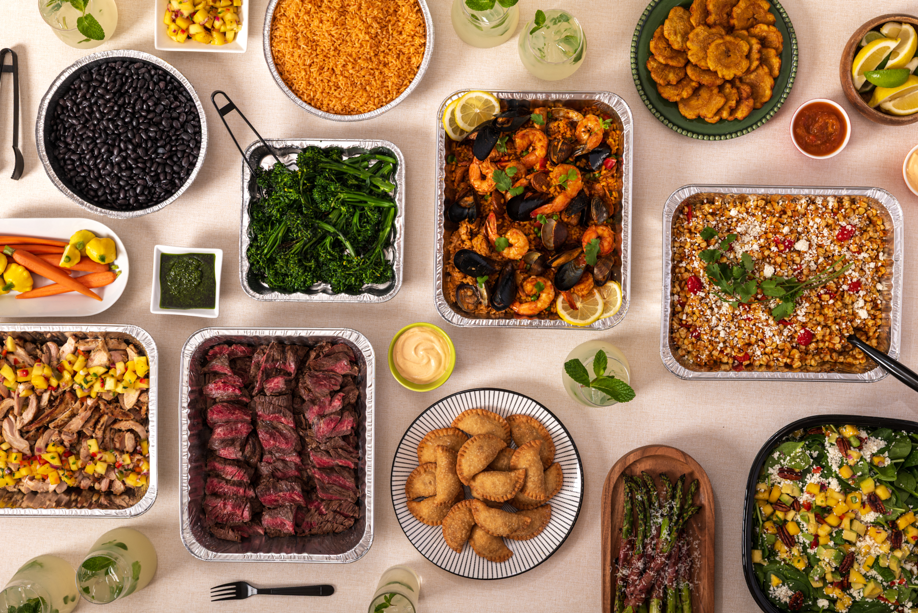 a table full of food