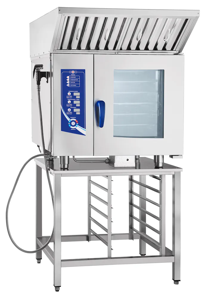 a large industrial oven on a stand