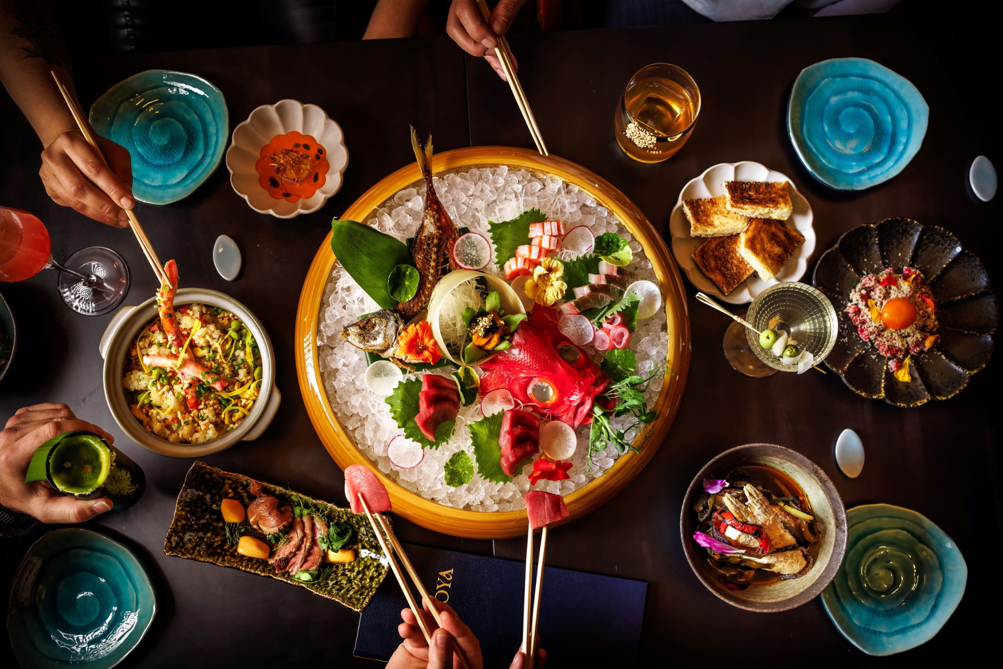 a bunch of food sitting on a table