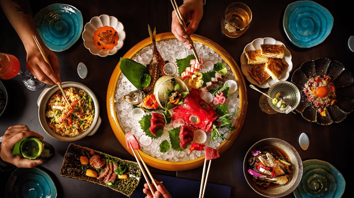a bunch of food sitting on a table