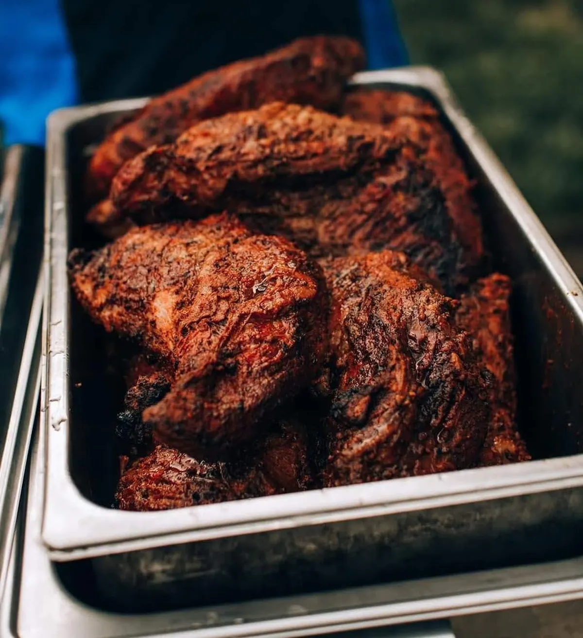 a close up of food on a grill