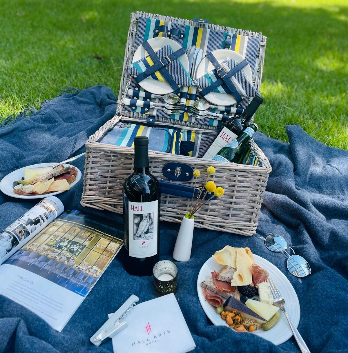 a bag sitting on top of a picnic table