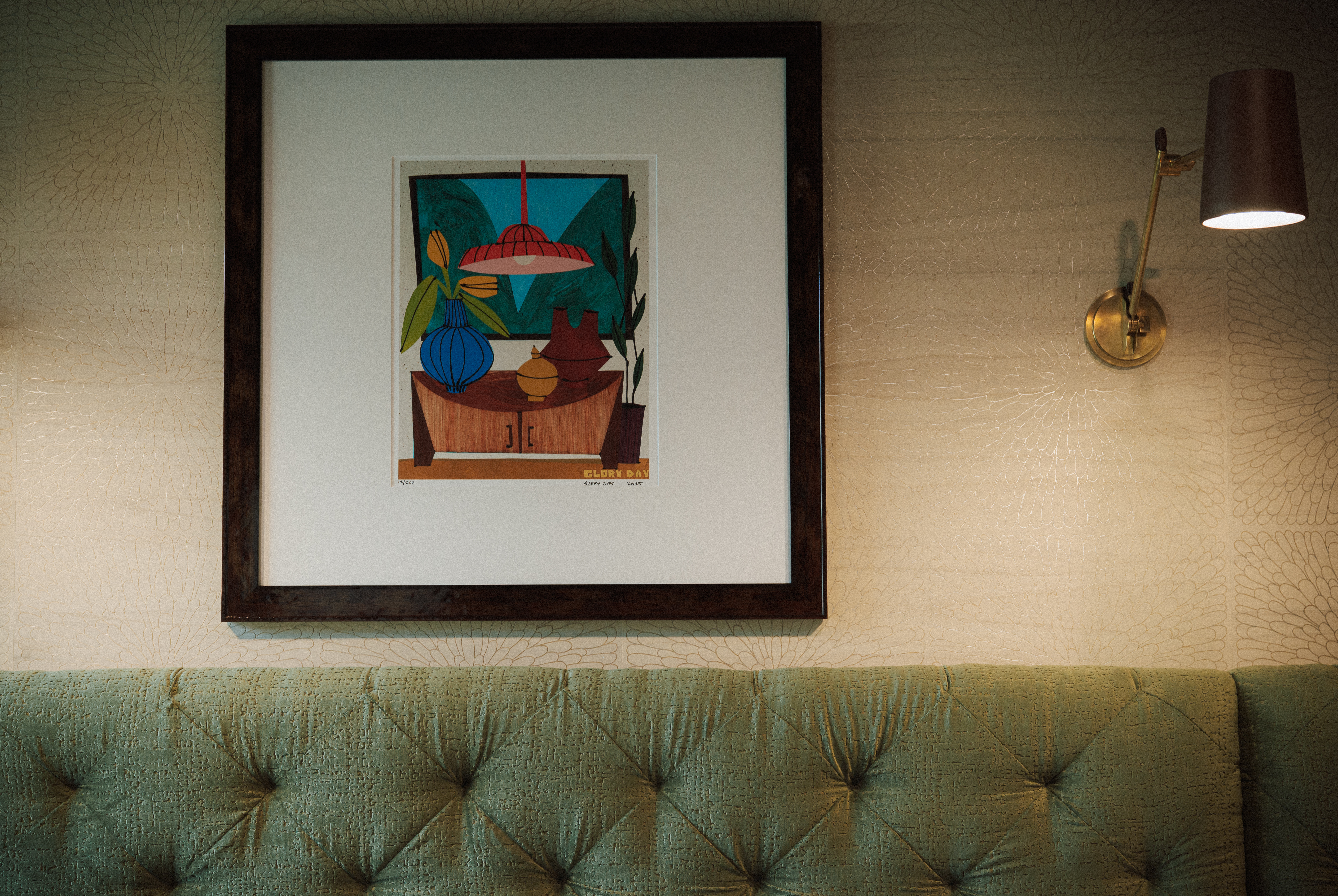 a framed picture on a wall