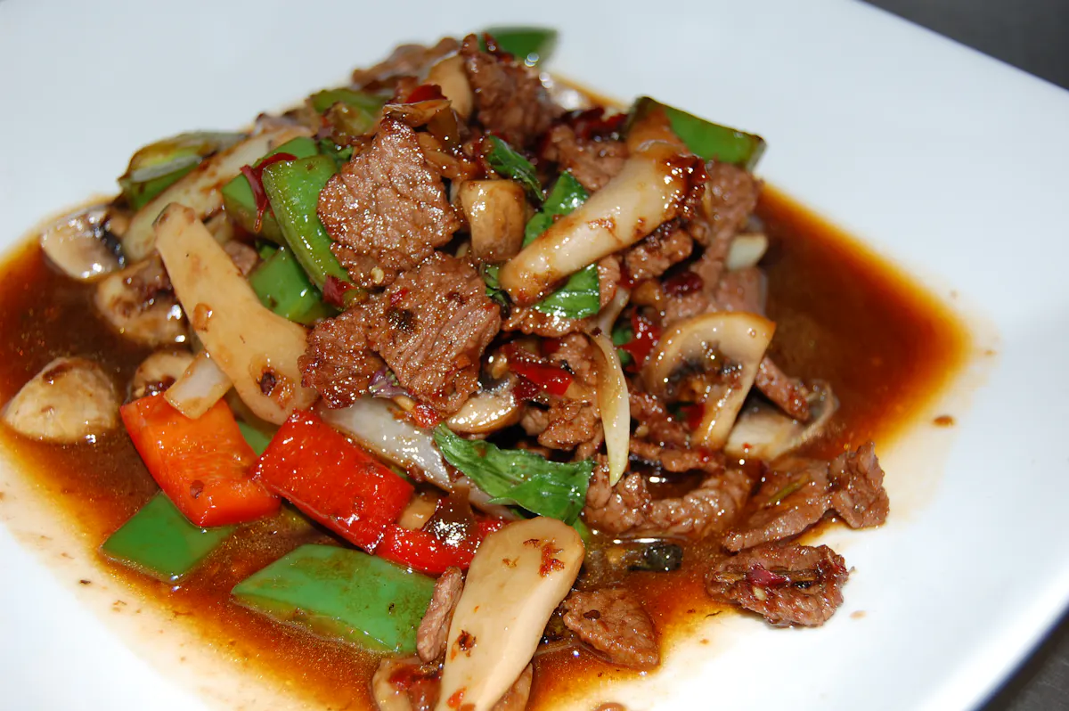 a plate of thai food