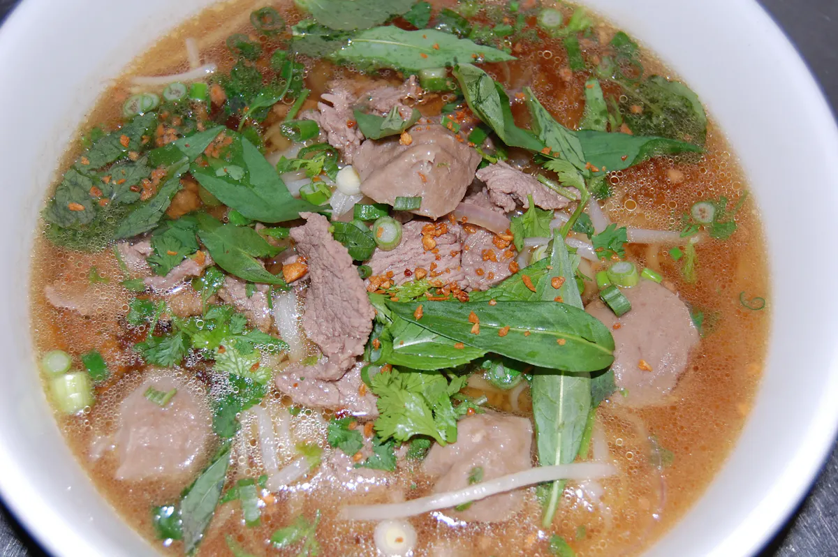 a plate of thai food