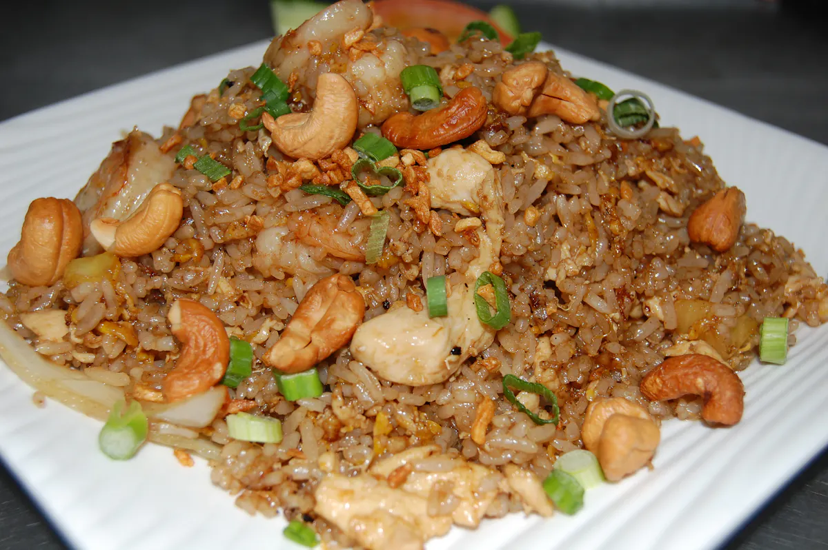 a plate of thai food