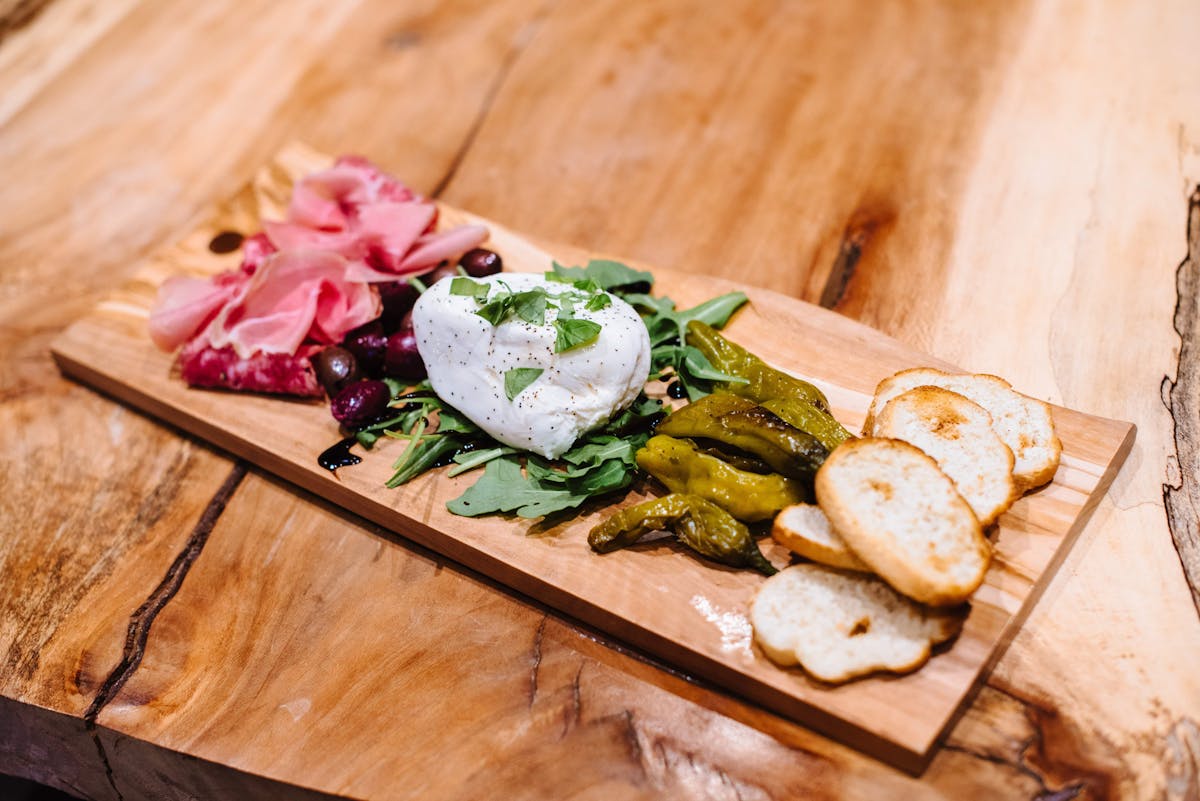 food on a wooden cutting board