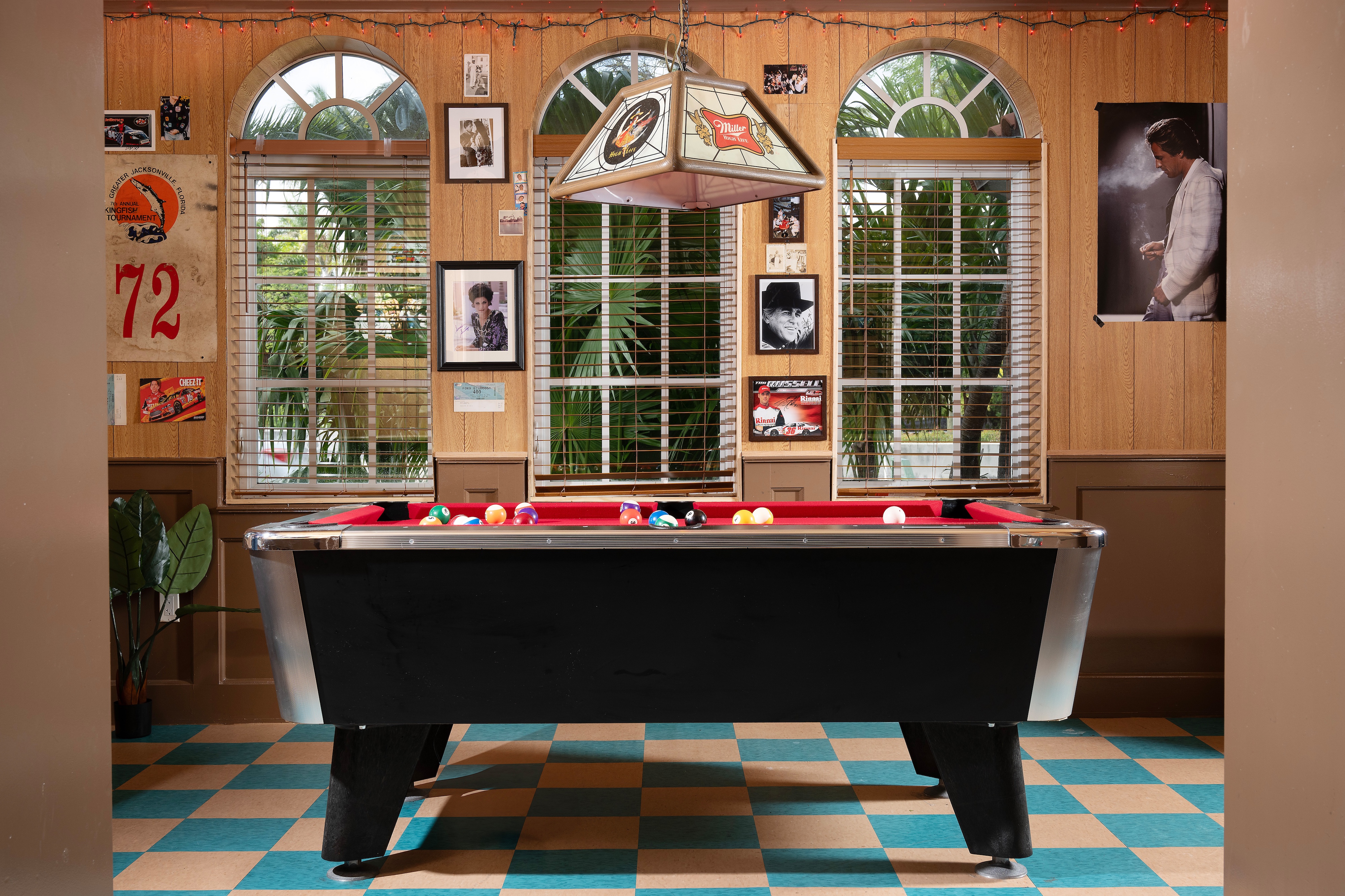 red pool table at Ray's Bar in Miami