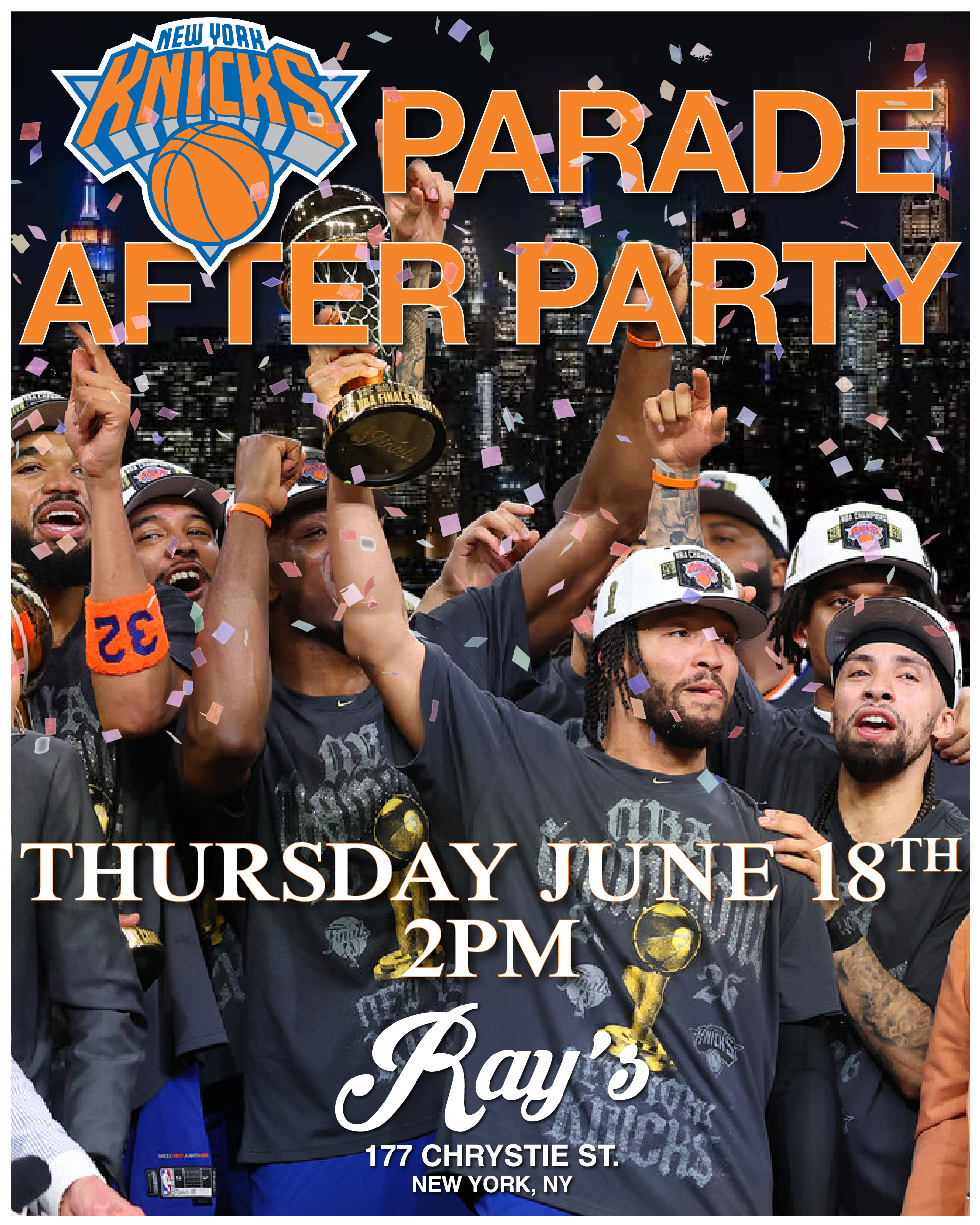 Post Knicks Parade Celebration  This Thursday, Doors at 2pm  Let's go Knicks!!!