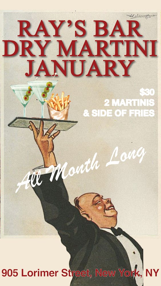 DRY MARTINI JANUARY $30 FOR 2 MARTINIS & A SIDE OF FRIES ALL MONTH LONG