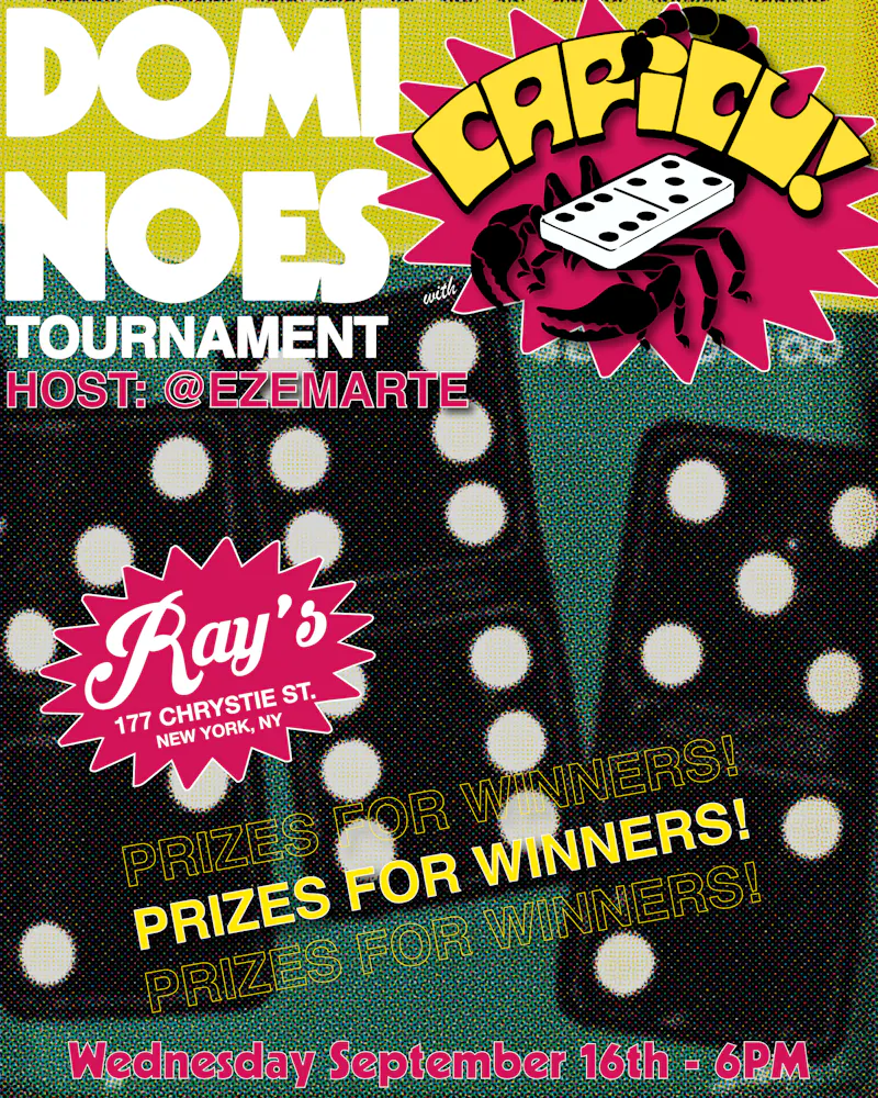 dominoes tournament hosted by @ezemarte wednesday 9.16 6pm prizes for winners!