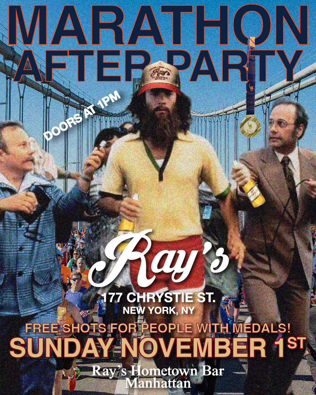 MARATHON AFTER PARTY   DOORS AT 1PM  FREE SHOTS FOR PEOPLE WITH MEDALS!