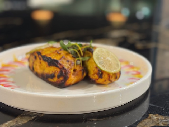 a close up of food on a plate