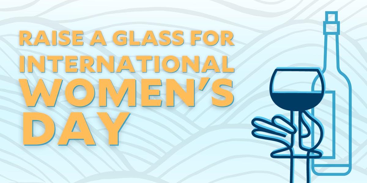 text to read raise a glass for international women's day