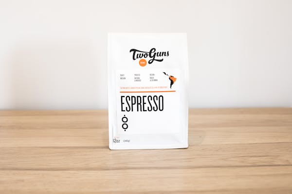 Photo of Espresso (Blend) Start your day (and afternoon, and evening) with our smooth and flavorful espresso. On its own or with your favorite milk, this signature two-bean blend is the ultimate pick-me-up.