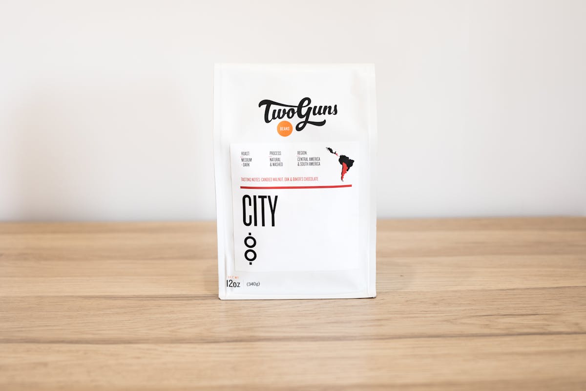 Photo of City (Blend)  Our crowd-pleasing breakfast blend gets you going any time of day with its full-bodied flavor.  Boasting warm, inviting aromas derived from walnut, oak and chocolate, this darker roast offers a rich taste with a grounded finish.
