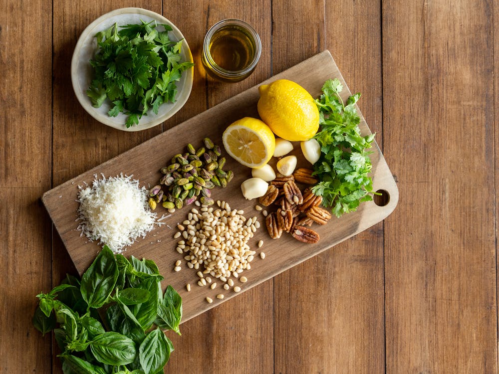 food on a wooden cutting board