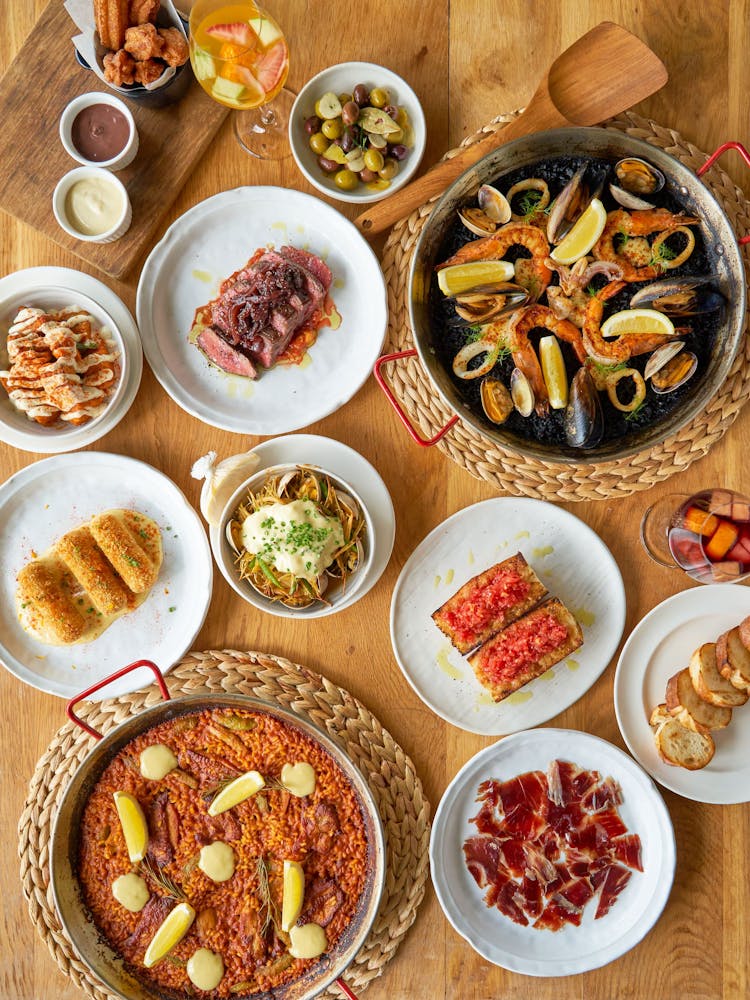 a bowl filled with different types of food on a table