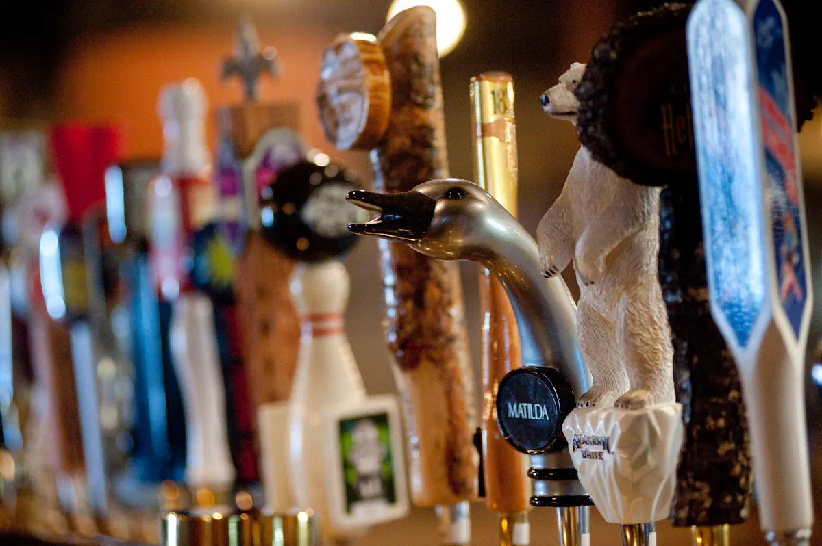a picture of a restaurant's draught beer machine