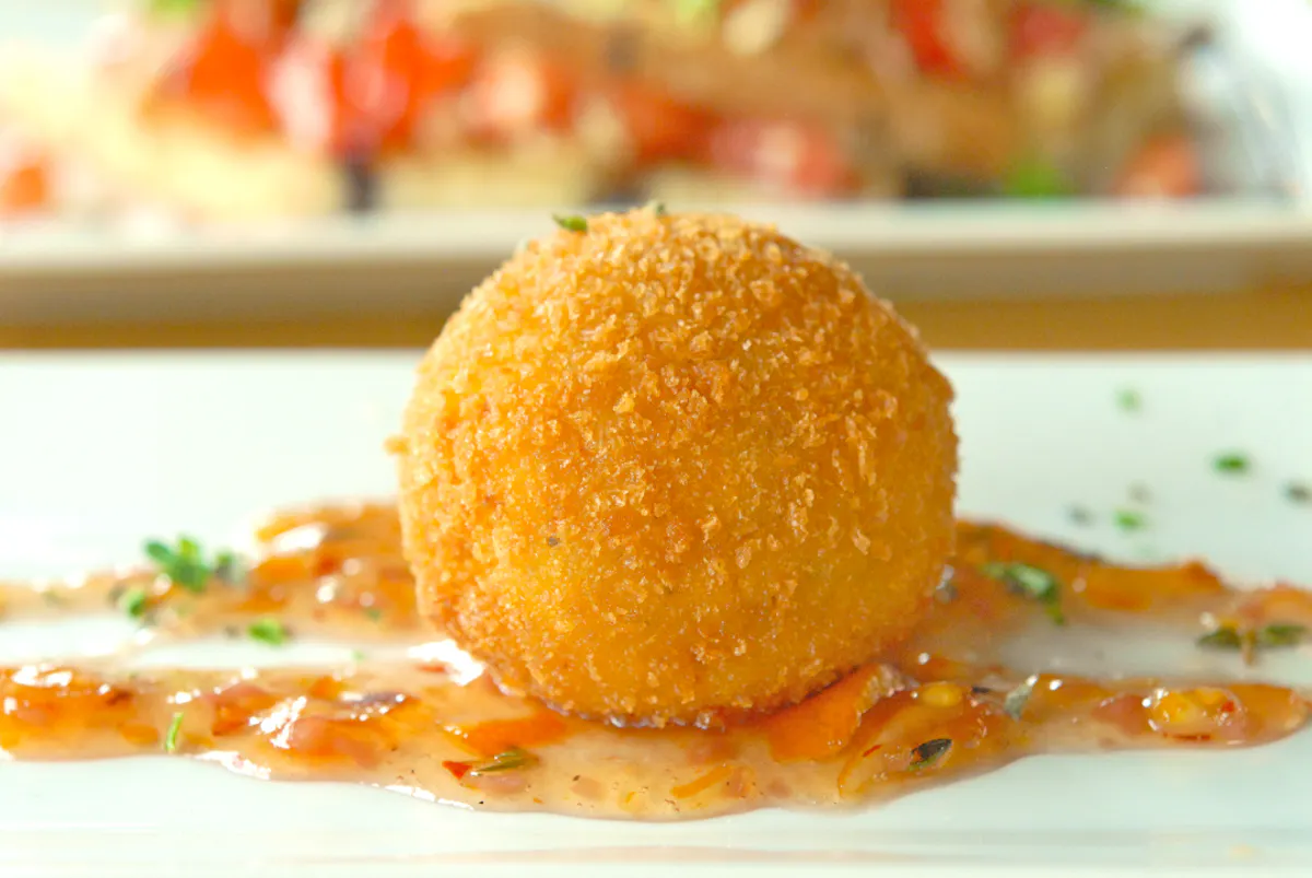 a close up of food on a plate
