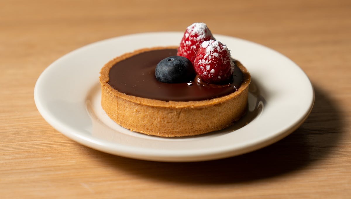 a piece of chocolate cake on a plate