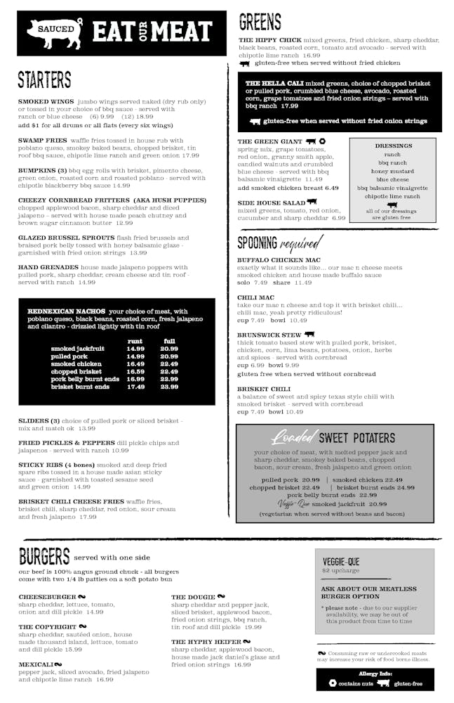 Our Menu Sauced BBQ and Spirits in California