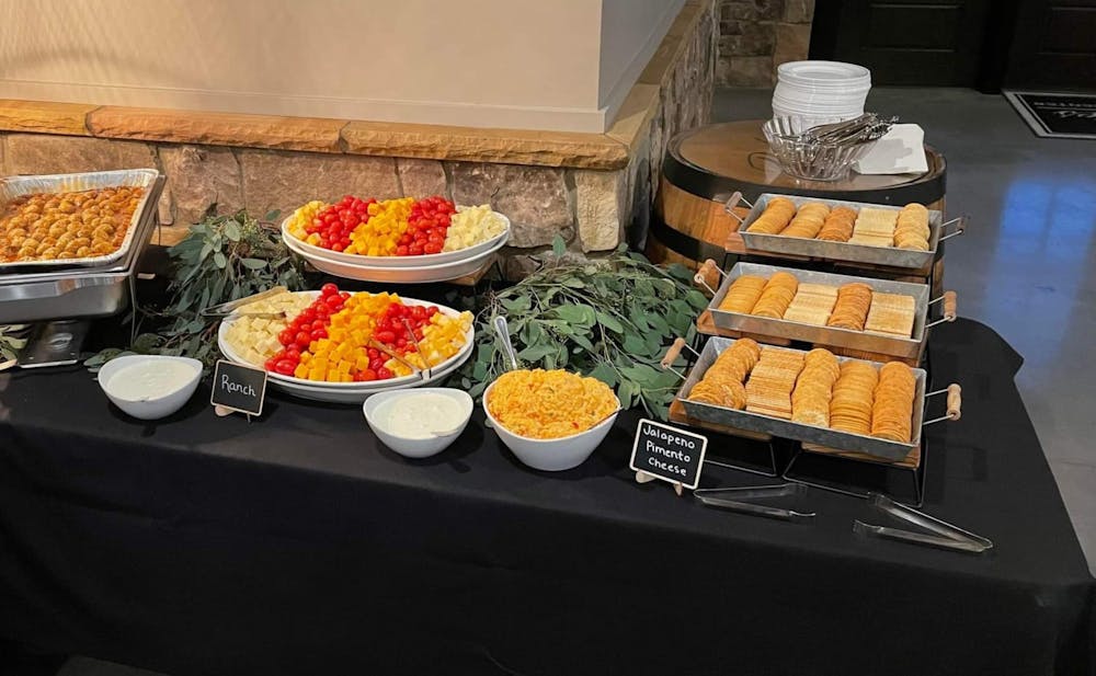 a tray of food on a table