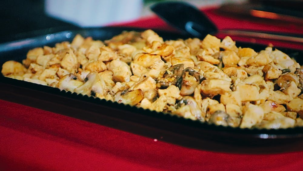 a tray of food on a plate