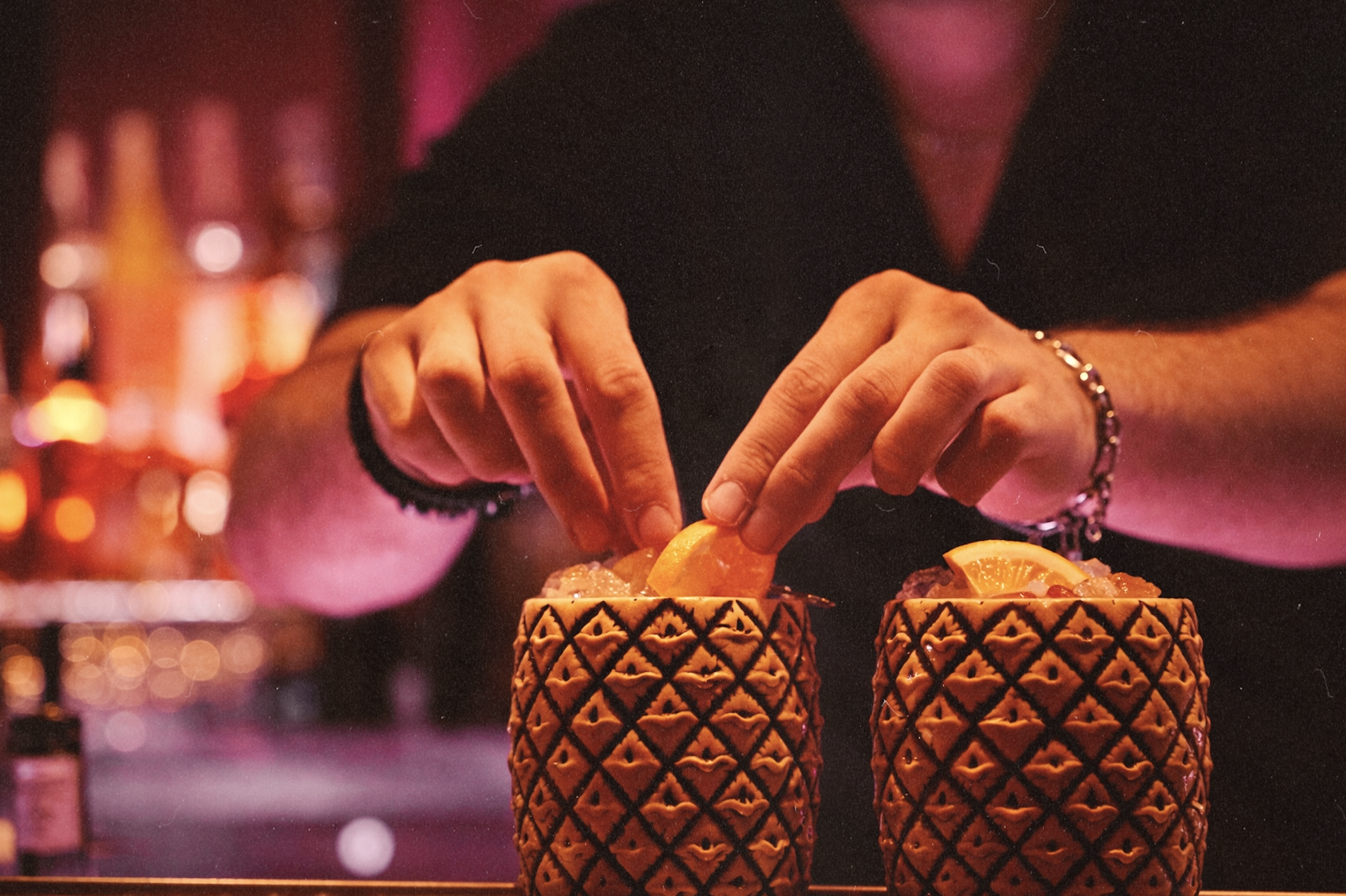 Bartender preparing craft cocktails at Wax Rabbit, a Las Vegas speakeasy and tequila bar known for elevated mixology and nightlife experiences.