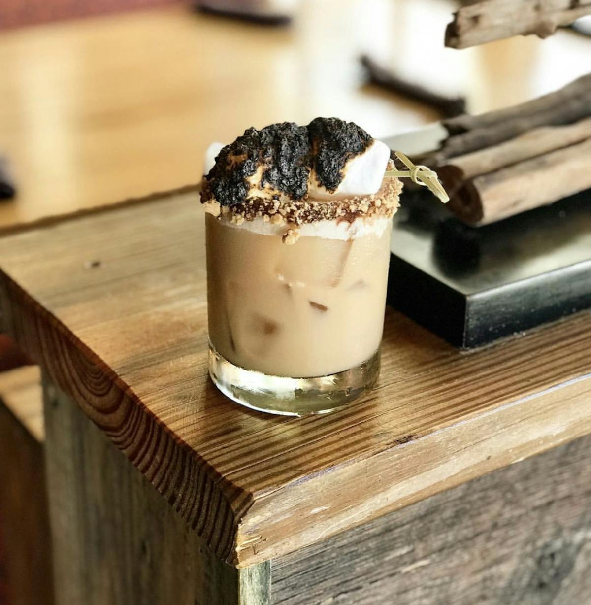 campfire smores cocktail at burt & maxs