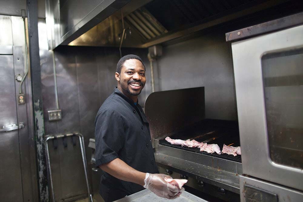a man at the grill