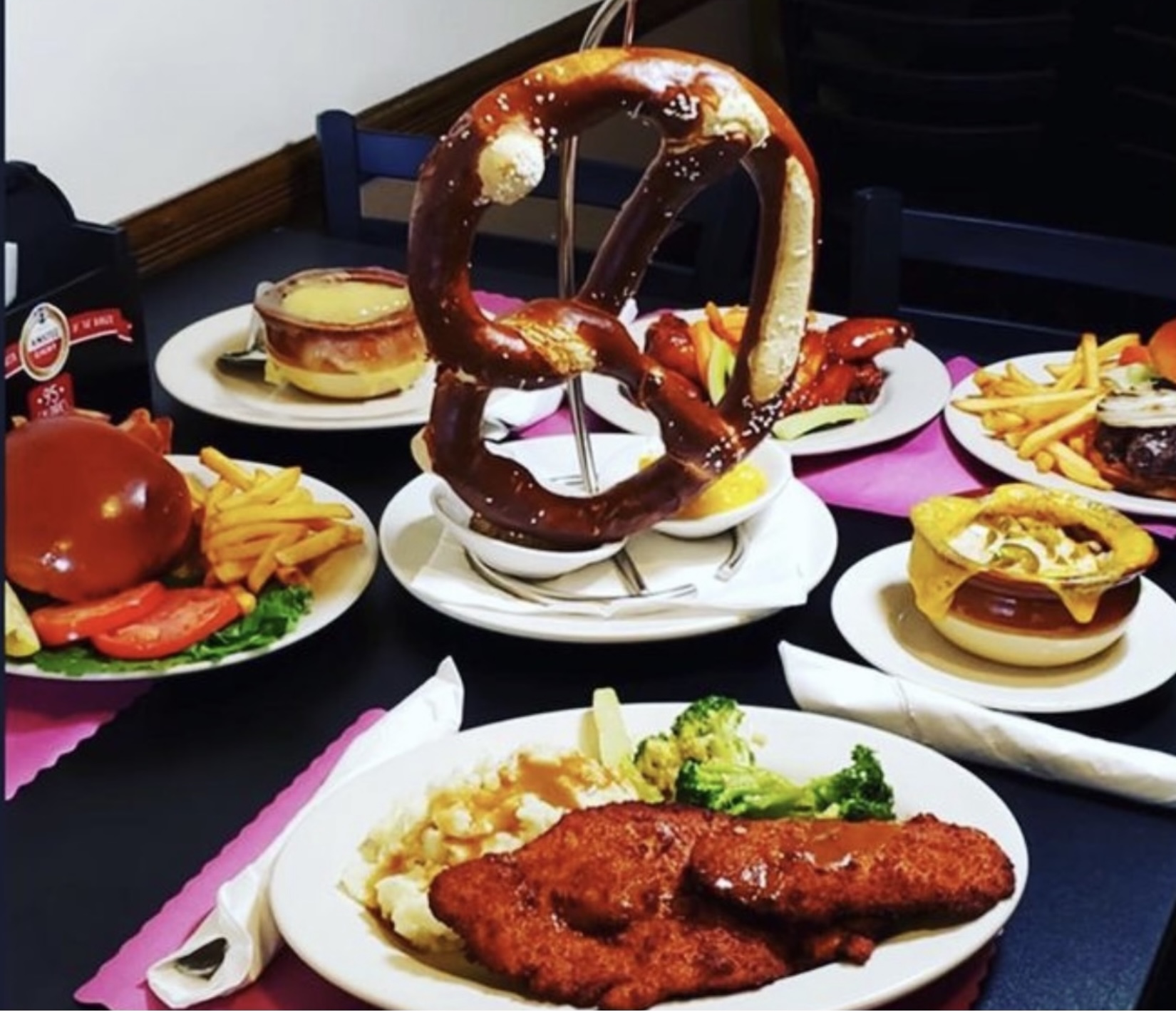 a bunch of food on a plate on a table